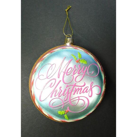 Merry Christmas Blown Glass Ornament Gingerbread Castle Hanging - Picture 6 of 8